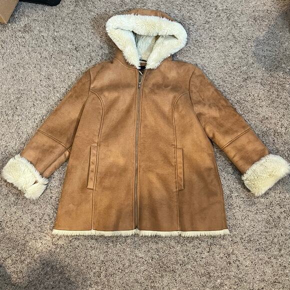 Wilsons Leather Sz XXL Suede Faux Fur Full Zip Coat Tan Women's‎ - Picture 1 of 6